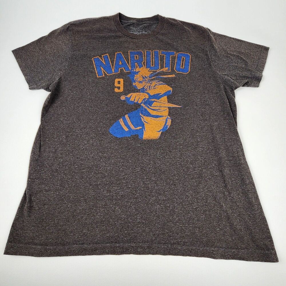 Naruto Shippuden Graphic T-Shirt Men's Large Gray Anime Ninja Tee